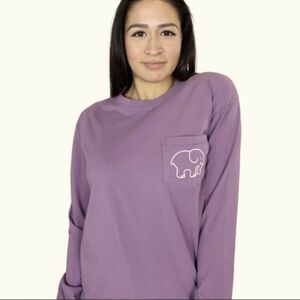 Ivory Ella Lavender Purple Elephant Graphic Long Sleeve T-Shirt Size Small